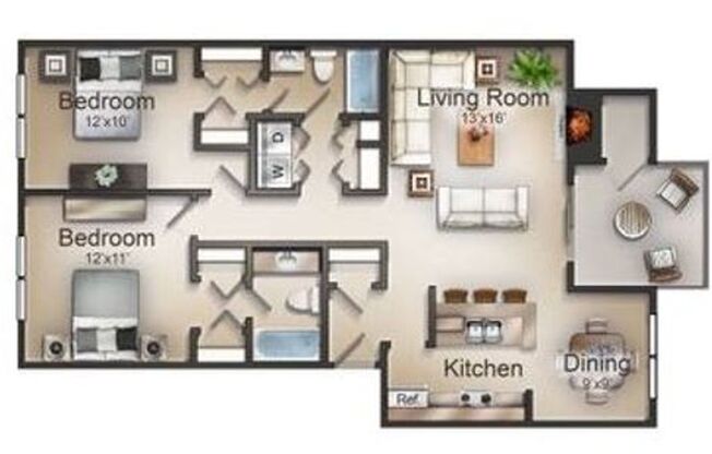 2 beds, 2 baths, 1,003 sqft, $1,500, Unit 5822B6