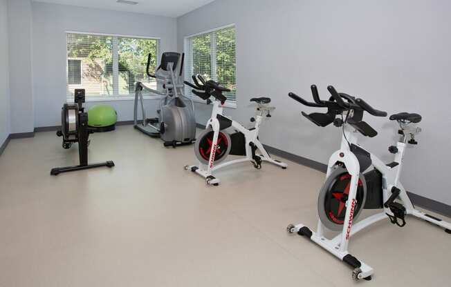Hinton Height_Cottage Grove_MN gym with exercise bikes and weights in a gym