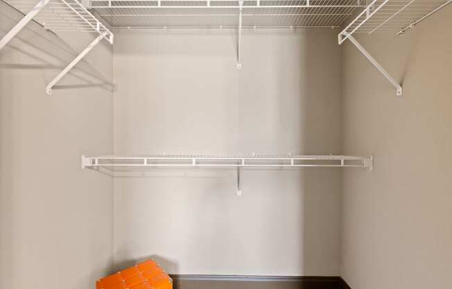 closet with white wire shelving