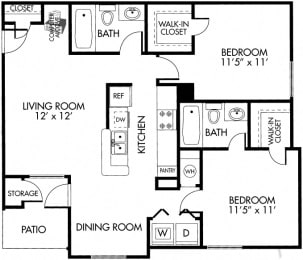 2 beds, 2 baths, 919 sqft, $2,226