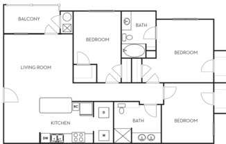 3 beds, 2 baths, 1,356 sqft, $1,605, Unit 6106