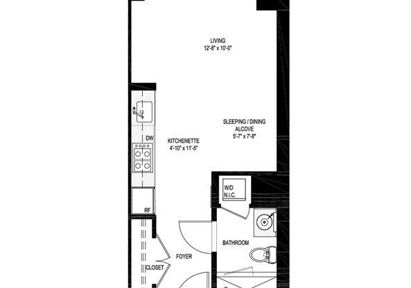 Studio, 1 bath, 427 sqft, $3,200, Unit 18D