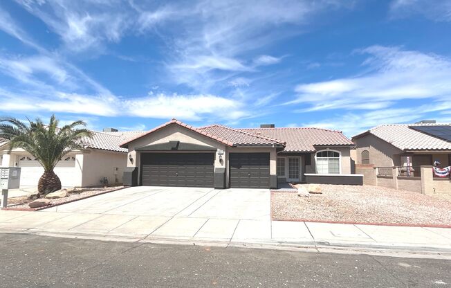 single story, 4 bed, 2 bath, 3 car garage with no HOA