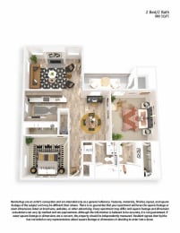 2 beds, 2 baths, 980 sqft, $1,763