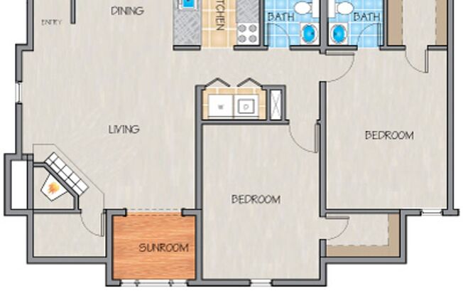2 beds, 2 baths, 1,064 sqft, $1,370, Unit C117