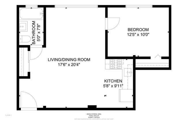 1 bed, 1 bath, $850, Unit 7853-314