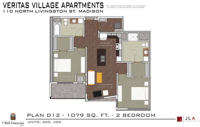 2 beds, 2 baths, 1,079 sqft, $2,599, Unit 460