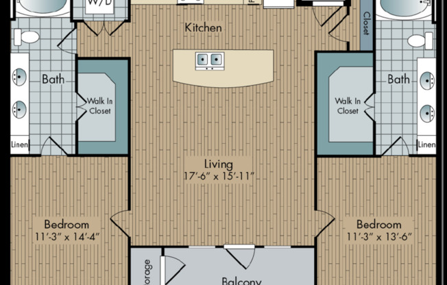 2 beds, 2 baths, 1,156 sqft, $2,495