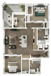 2 beds, 2 baths, 1,172 sqft, $2,099