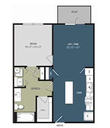 1 bed, 1 bath, 737 sqft, $1,380