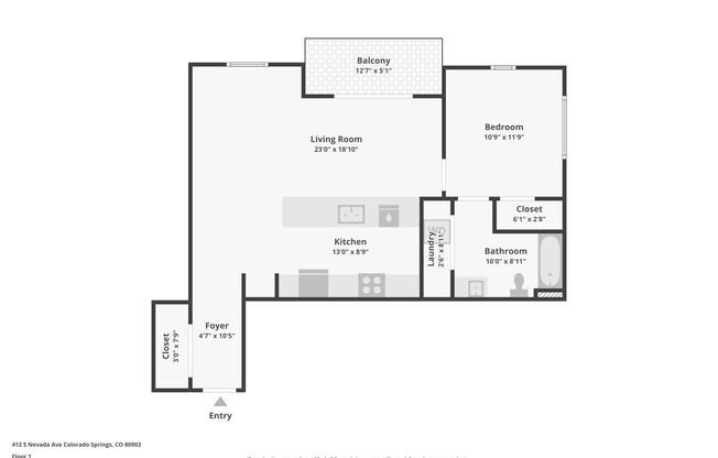 1 bed, 1 bath, 789 sqft, $1,925, Unit 401