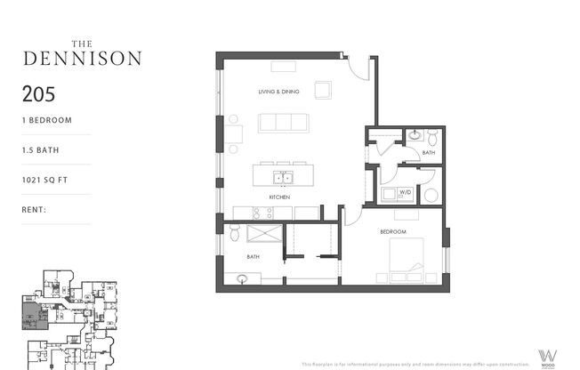 1 bed, 1.5 baths, 1,021 sqft, $1,895, Unit 205