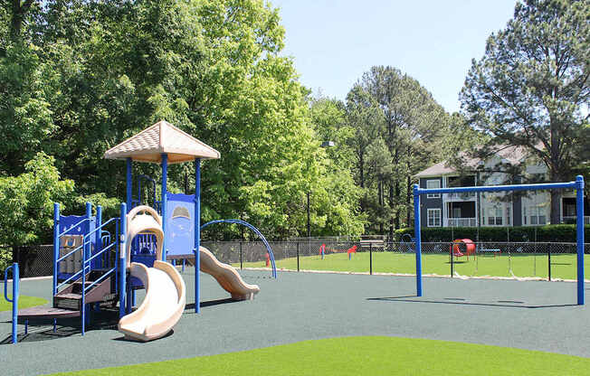 Playground with artificial turf