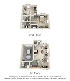 2 beds, 2.5 baths, 1,240 sqft, $1,965