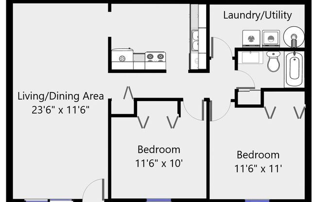 2 beds, 1 bath, 850 sqft, $1,120, Unit MW 6-2190