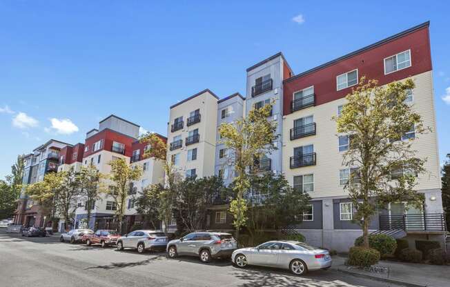 a view of the property building from the street at Promenade at the Park Apartment Homes, Washington, 98125