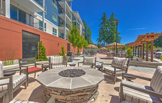 Fire Pit Seating Vintage at Mill Creek Senior Apartments in Mill Creek WA 98012