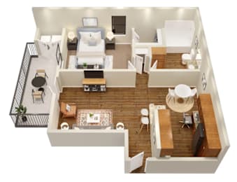 1 bed, 1 bath, 735 sqft, $1,101