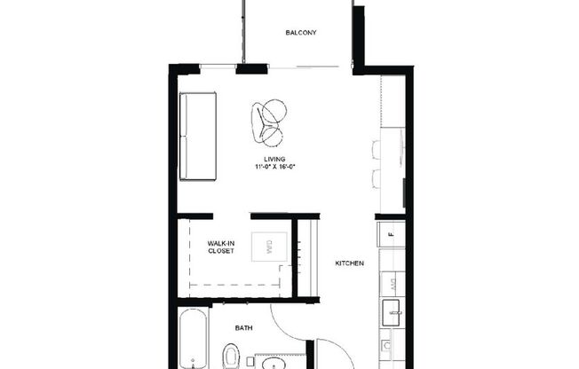 Studio, 1 bath, 445 sqft, $1,450, Unit 505