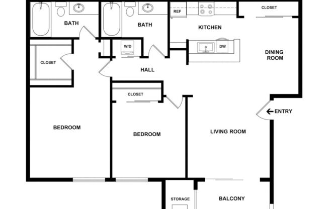 2 beds, 2 baths, 1,050 sqft, $2,981