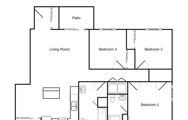 3 beds, 1 bath, 1,265 sqft, $1,445, Unit WI 3560-117