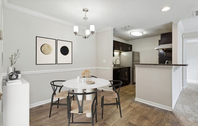 Model dining area and kitchen