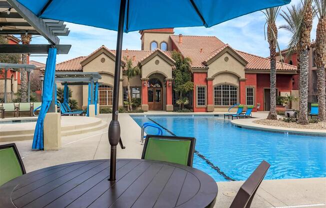 Relaxing Area By The Montecito Pointe Pool in Nevada Apartments for Rent