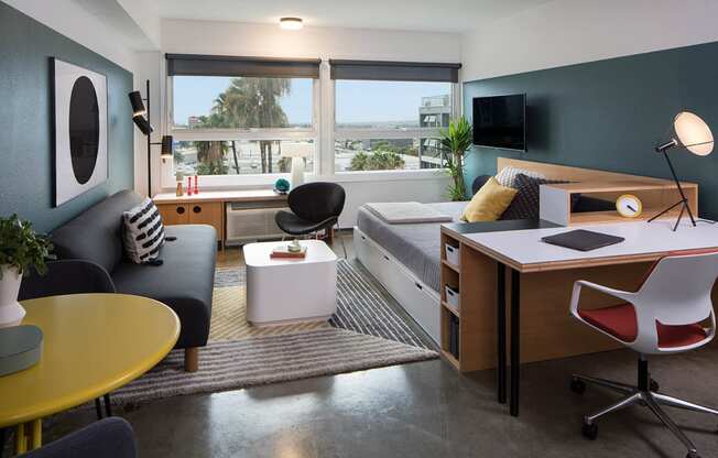 The Flat Unit Living Room View 3 at The Flat, Los Angeles, California