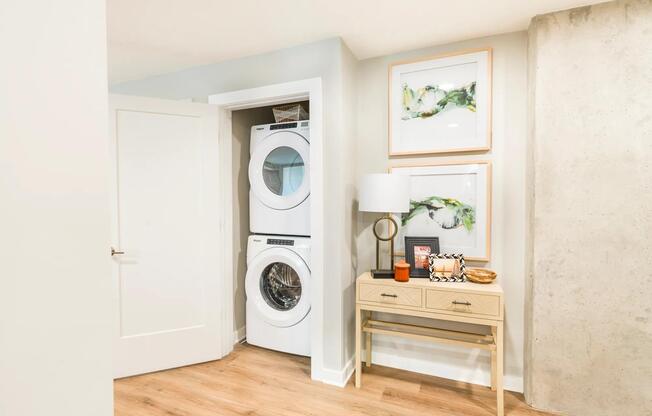 Laundry day made easy with in-home full-size appliances.