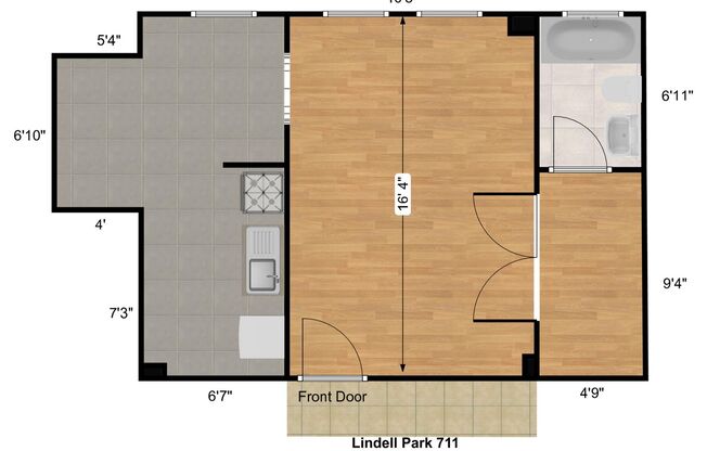 Studio, 1 bath, 440 sqft, $865, Unit 711