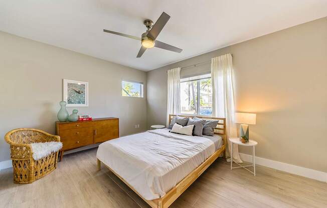 Lighted ceiling fans in master bedrooms - Helios Apartments Miami Beach