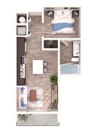 Studio, 1 bath, $1,992