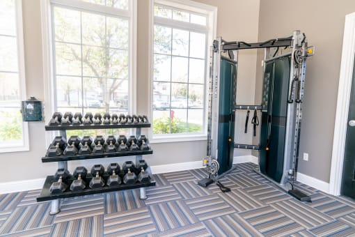 the gym at the monarch apartments