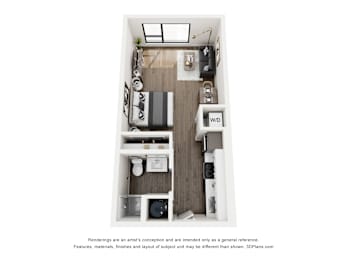 Studio, 1 bath, 440 sqft, $1,495