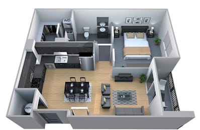 1 bed, 1 bath, 638 sqft, $1,608