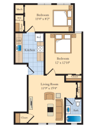 2 beds, 1 bath, 740 sqft, $1,895