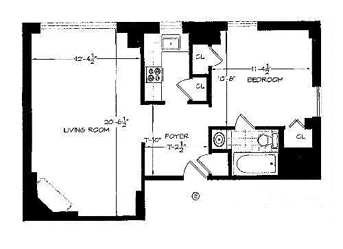 1 bed, 1 bath, 660 sqft, $4,400, Unit 3E