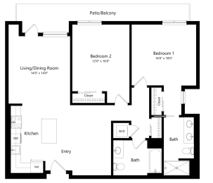 2 beds, 2 baths, 1,217 sqft, $3,599