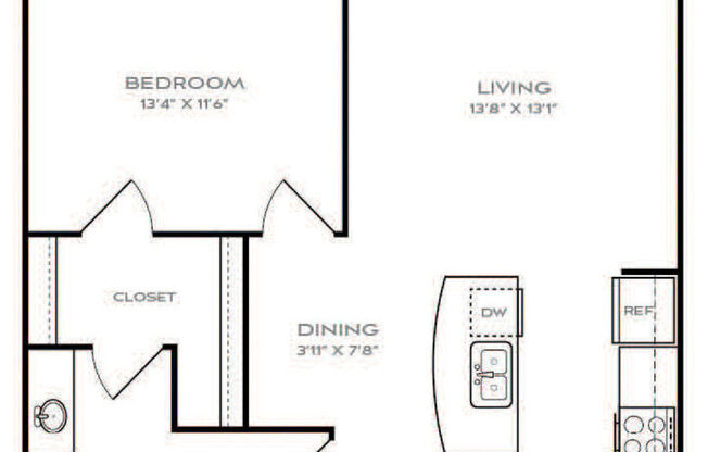 1 bed, 1 bath, 729 sqft, $1,624