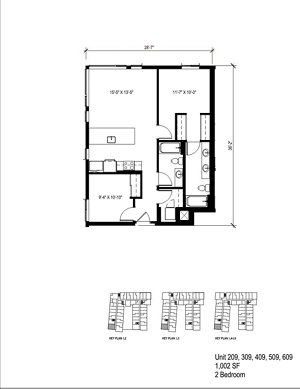 2 beds, 2 baths, 1,002 sqft, $3,198