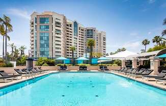 Swimming Pool With Relaxing Sundecks at Towers at Costa Verde Apartments, San Diego, California