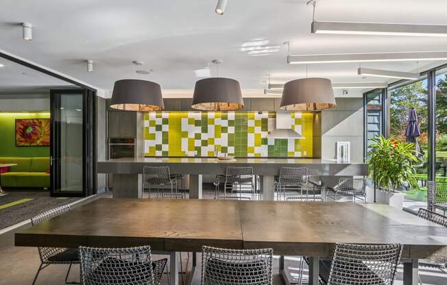 Wooden Dining table at Park77 Apartments, Cambridge, MA, 02138