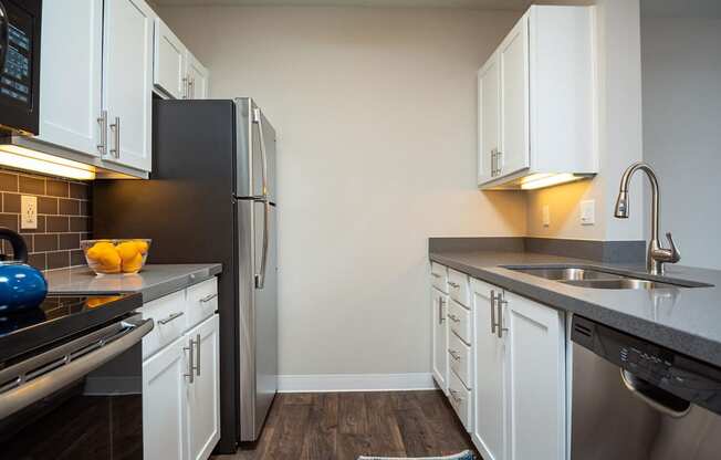 Furnished kitchen at Axcess 15 Apartments, Oregon, 97232