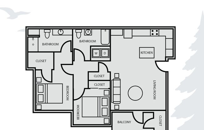 2 beds, 2 baths, 979 sqft, $2,195, Unit 06-106
