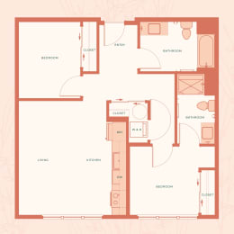 2 beds, 2 baths, 831 sqft, $1,950