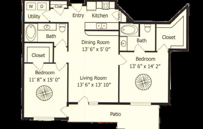 2 beds, 2 baths, 1,180 sqft, $1,989, Unit 229