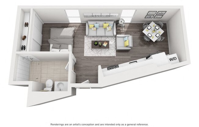 Studio, 1 bath, 478 sqft, $1,995