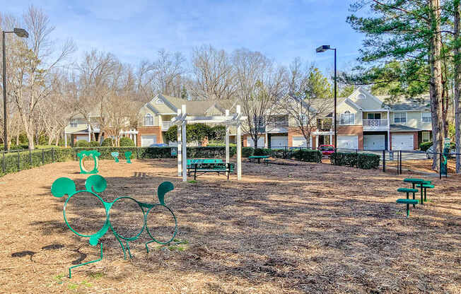 Fenced dog park with agility equipment