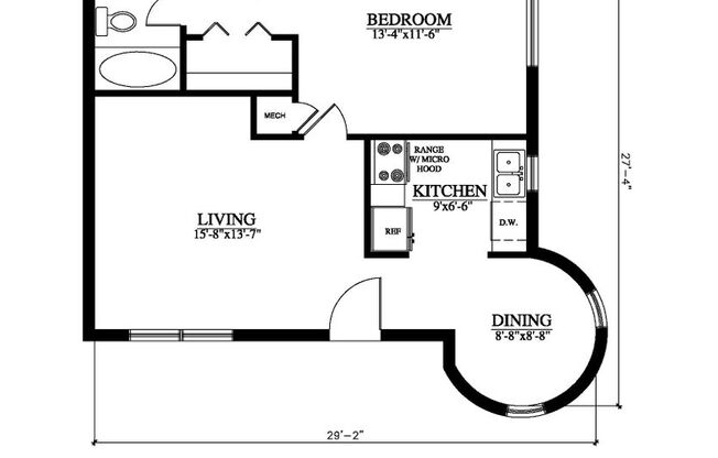 1 bed, 1 bath, 617 sqft, $1,199, Unit R-01