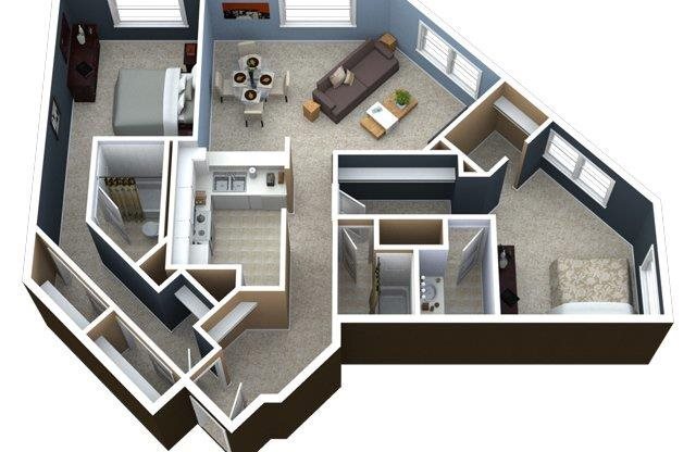 2 beds, 2 baths, 950 sqft, $3,475